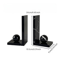 2 Pieces Marble Sphere Bookend Modern Chinese Design Book Holder Luxury