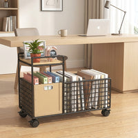 Iron Metal Storage Shelves with Wheels 2 Tier Heavy Duty Rolling Shelving Unit