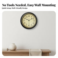 Silent Wall Clock Non Ticking European Decorative Timepiece for Living Room, Bedroom, Kitchen