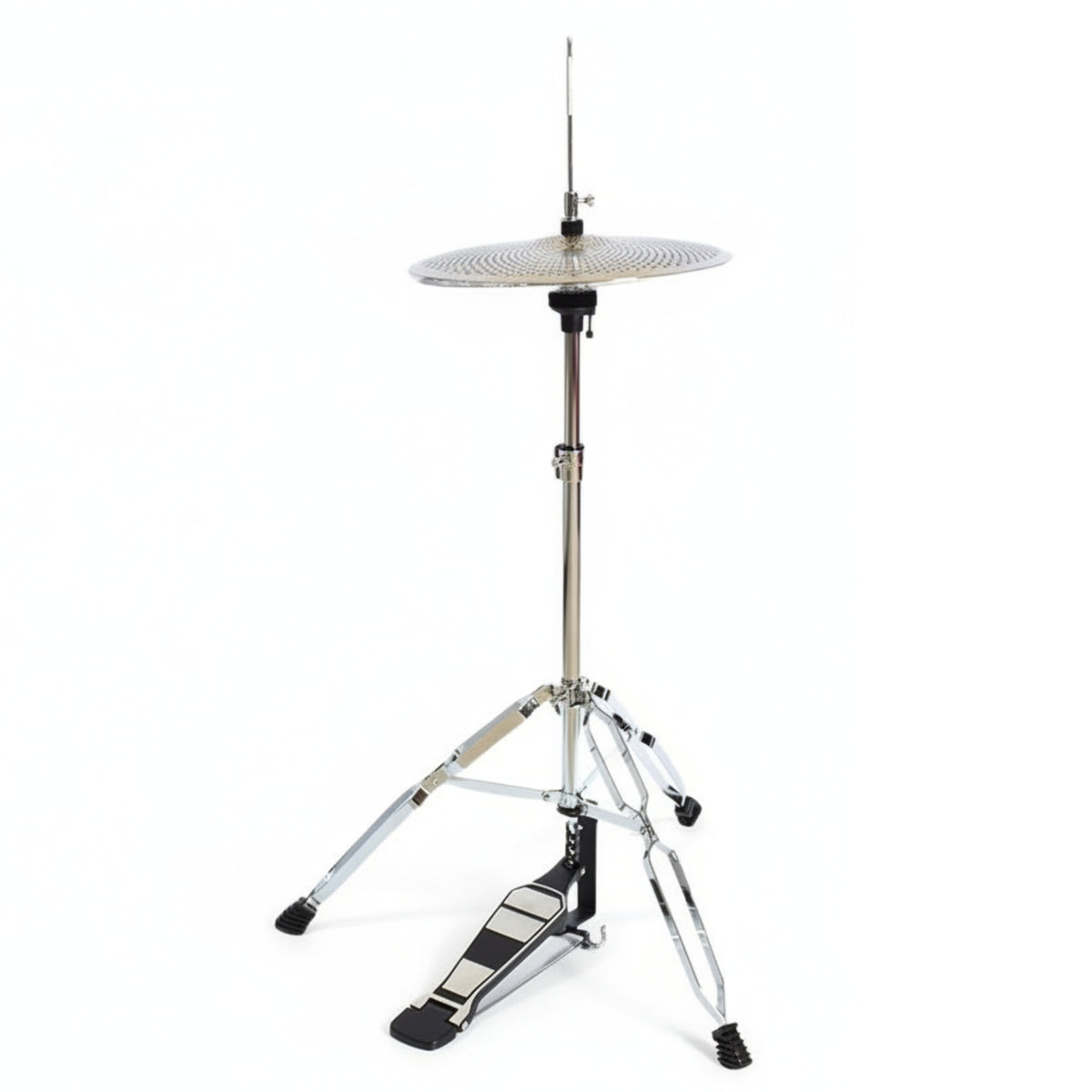 Tripod Base Hi-Hat Stand Anti-Slip Rubber Feet Hi-Hat Cymbal Stand Chrome Finish Drum Hardware Black Foot Pedal