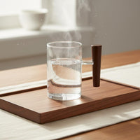 Wooden Handle Glass Mug Heat Resistant Clear Glass Tea Cup Minimalist Design Drinkware for Home