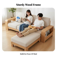 L-Shaped Upholstery Lounger Solid Wood Frame Living Room Furniture Minimalist Design Couch for Homeowners, Apartment Dwellers, Lounge Area, Office