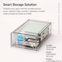 Clear Acrylic Drawer Organizer for Makeup, Stackable 3 Chest, Desk Storage for Bedroom Bathroom Organiser