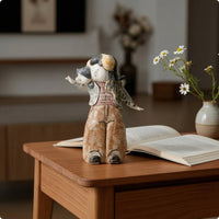 Ceramic Figurine Rustic Human Figure Sculpture Textured Abstract Statue for Tabletop, Entryway