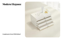 Dustproof 4-Drawer Cosmetic Chest Effortless-Glide Drawers 4-Drawer Cabinet Space-Saving Desktop Organizer Multifunctional for Makeup Enthusiasts, Office Workers, Countertop, Bedroom, Dressing Table, Dorm Room