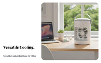 Cools and Humidifies Desktop Misting Fan 3-in-1 Function USB Cooling Fan Quiet Operation for Office Workers, Students, Bedroom, Dorm Room