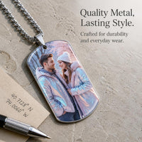 Customizable Stainless Steel Dog Tag Photo Pendant Necklace for Men and Women