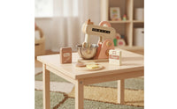 Wooden Kitchen Appliance Set Mixer with Accessories Realistic Wooden Mixer Set Interactive Playset for Daycare