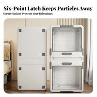 With casters Wheeled Underbed Container Low contour Design Wheeled Latching Container Transparent frame Organizer Box Large Capacity for Apartment Dwellers, Homeowners, Students, Under Bed, Bedroom, Dorm Room, Closet