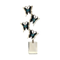 Crystal Butterfly Ornament Gold Tone Butterfly Decor with Crystal Polished Tabletop Sculpture for Living Room