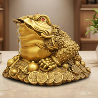 Three Legged Frog Statue Feng Shui Figurine Hand-Polished Abundance Frog Sculpture for Home