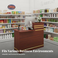Versatile Use Checkout Counter Spacious Working Area Simple Checkout Counter DIY Assembly Modern Front Desk for Receptionists, Shopkeepers, Business Owners, Boutique, Lobby, Waiting Room