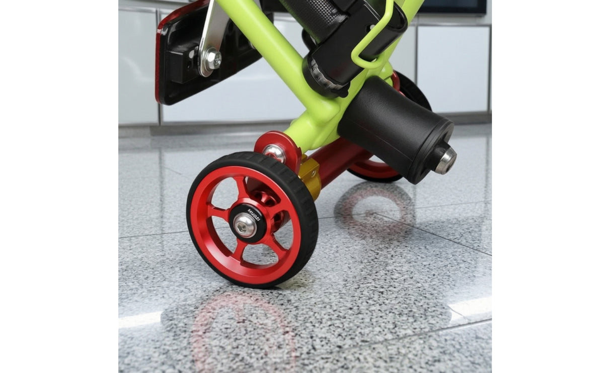 Folding Two-Wheeler Auxiliary Wheels Aluminum Alloy Folding Bike Wheel CNC-Cut Support Wheel for Cyclists, Commuters, Commuting