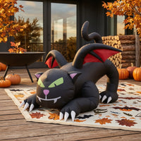 Inflate Inflatable Black Cat Outdoor Inflatable Cat with Wings Lighted Lightweight for Lawn