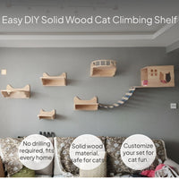 Hardwood Wall-Mounted Cat Climbing Shelf DIY Set