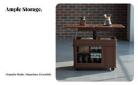Lift-Top Rolling Storage Table Rotating Tabletop Household Furniture for Bedroom