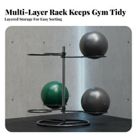 Space-Saving Design Exercise Ball Rack Stable Construction Exercise Ball Holder Heavy Duty Steel Frame Quick Assembly