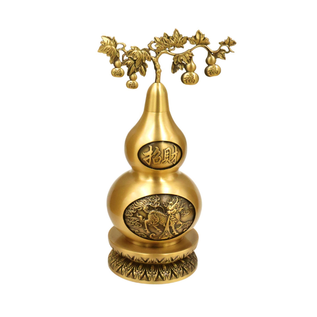 Brass Gourd Statue Feng Shui Gourd Ornament Chinese Desktop Decoration for Living Room