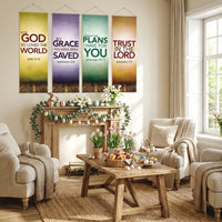 4 Pcs Easter Couplets Biblical Themes 'He Is Risen' Banner Easy to Install Easter Banner for Christians, Pastors, Prayer Room, Home