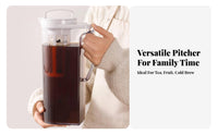 Large Capacity Water Carafe Heat Resistant Cold Brew Coffee Pitcher Measurement Markings Cold Brew Coffee Maker for Home, Office
