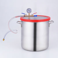 Stainless Steel Vacuum Degassing Container Transparent Lid Vacuum Chamber with Hose Heavy Duty Degassing Chamber with Hose Airtight for Hobbyists, Professionals, Resin Casting, Silicone Molding, Laboratory