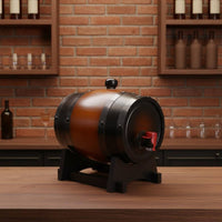 Wooden Grape Barrel with Decorative Faucet Retro Beer Keg Tabletop Spirits Dispenser for Restaurant