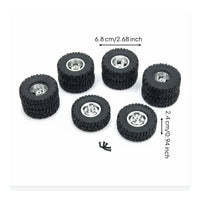 6 Pieces 68mm RC Truck Tires Heavy Duty 6x6 RC Truck Wheel Set Realistic Design Toy Tire for Rock Crawling