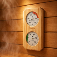 Combined Function Sauna Thermometer Hygrometer 2 in 1 Wooden Sauna Thermometer Easy to Read Temperature and Humidity Meter for Spa Owners, Steam Room