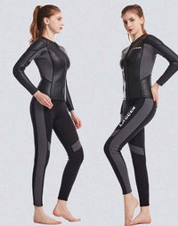 LAGCEN2.55MM保暖加厚长袖游泳衣女分体防晒潜水服水母衣冲浪套装