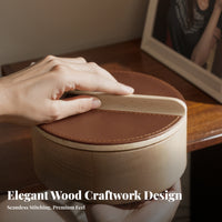 Home Organizer Round Wood Storage Box Vintage Style Solid Wood Storage Box Lifting Strip