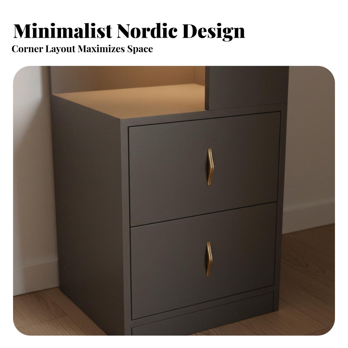 Multitier Design Smart Bedside shelving unit Lockable Drawer Nightstand with Hutch Space-Saving Bedroom Furniture data port Ports for Apartment Dwellers, Students, gadget aficionados, Dorm Room, Home Office