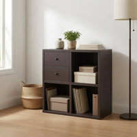 Mid-Century-Century Design Black Swing Door Cabinet Space-Saving Vinyl Storage Cabinet Easy to Clean Album Player Stand Accessible Compartments for Music Corner