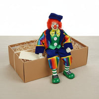 Dangling Leg Clown Doll Hand-Painted Face Shelf Sitter Ornament Collectible House Decoration for Cabinet Display