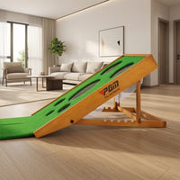 Indoor Golf Putting Mat with Wooden Base Portable Golf Putting Green Foldable Sports Equipment Realistic for Golfers, Home, Garage, Backyard