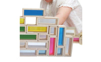 36 Pieces Wooden Blocks with Acrylic Transparent Rainbow Block Stackable Wooden Building Piece Set for Toddlers, Kids, Playroom