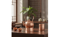 Hammered Copper Teapot Handcrafted Teapot with Woven Handle Tea Kettle for Collectors