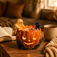 跨境Handmade Ceramic Pumpkin Bowl with Ghost Cat幽灵猫南瓜烛