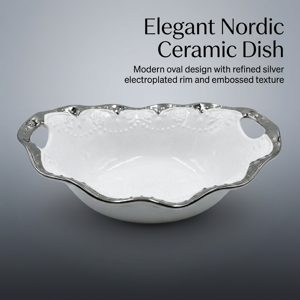 Oval Ceramic Roasting Dish with Handles, Heat Resistant Casserole Dish for Everyday Meals, Oven Dish for Home Kitchen Use, Minimalist Serving Pan
