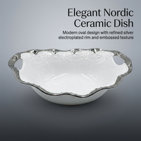 Oval Ceramic Roasting Dish with Handles, Heat Resistant Casserole Dish for Everyday Meals, Oven Dish for Home Kitchen Use, Minimalist Serving Pan