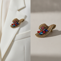 Vintage Rhinestone Alloy Brooch Pin for Sweaters and Clothing