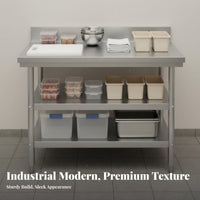 Stainless Steel Work Table Rust-Resistant Commercial Kitchen Prep Table Easy to Clean Commercial Food Prep Station for Chefs, Caterers, Bakery, Garage
