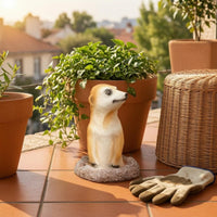 Natural Finish Meerkat Resin Figurine Painted Face Meerkat Garden Statue Outdoor Resin Creature Figurine Weather-Resistant for Flowerpot