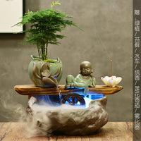 禅意家居桌面流水小鱼缸客厅招财风水轮喷泉摆件创意水景装饰礼品