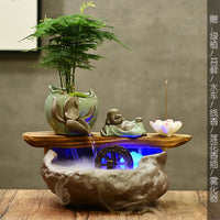 禅意家居桌面流水小鱼缸客厅招财风水轮喷泉摆件创意水景装饰礼品