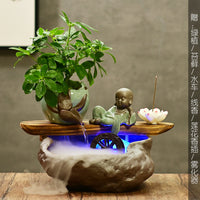 禅意家居桌面流水小鱼缸客厅招财风水轮喷泉摆件创意水景装饰礼品