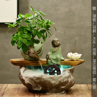 禅意家居桌面流水小鱼缸客厅招财风水轮喷泉摆件创意水景装饰礼品