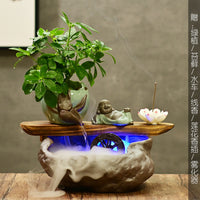 禅意家居桌面流水小鱼缸客厅招财风水轮喷泉摆件创意水景装饰礼品