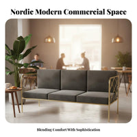 Nordic design Upholstered Booth and Chair Set Wrought Iron Frame Restaurant Seating Modern Minimalist Design Commercial Furniture Comfortable Upholstery for Cafe Owners, Interior Designers, Event Planners, Coffee Shop, Dessert Parlor, Bistro, Lounge Area