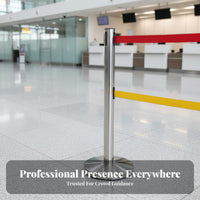 Long-Lasting Stainless Steel Stanchion Post Indoor Outdoor Use Retractable Belt Stanchion Weighted Base Stainless Steel Queue Barrier Resistant for Event Organizers, Venue Managers, Business Owners, Airports, Trade Exhibition S, Exhibition Halls, Lobbies
