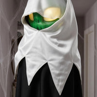 Halloween Hanging Alien Decoration Green Face Sound-Activated Hanging Prop Hooded Ghost Figure Glowing Eyes Spooky Ghost Prop